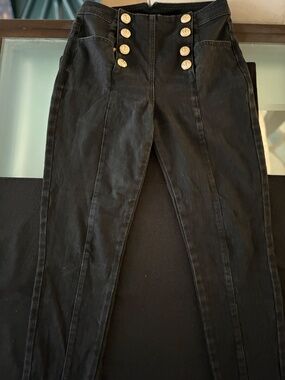 J. McLaughlin Hastings High waisted black jeans with gold buttons Size 6